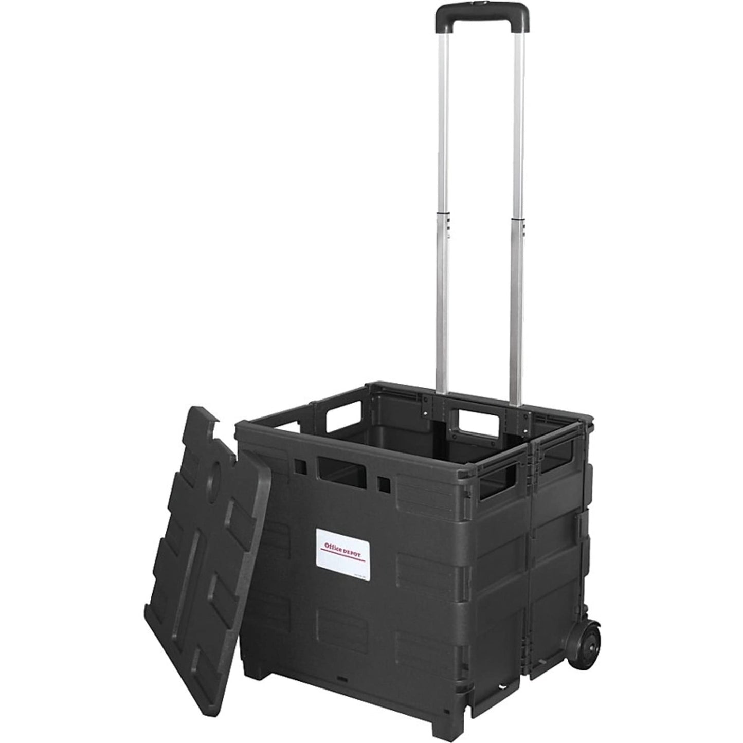 Office Depot Mobile Folding Cart With Lid, 16in.H x 18in.W x 15in.D, Black, 50801 - WoodArtSupply