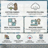 Tache Blue Patchwork Quilt Set - Petal Dance - Cotton Floral Bedspread Set - 2 Pieces - Twin Tache Home Fashion