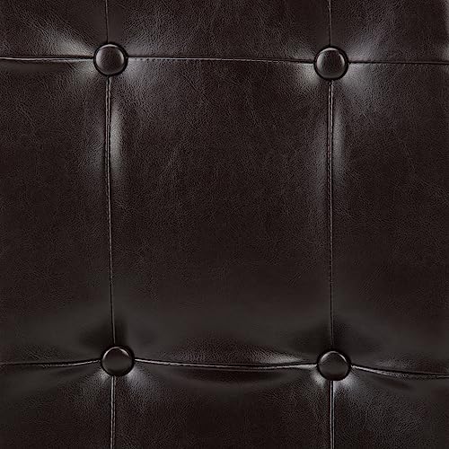 SIMPLIHOME Cosmopolitan Parson Dining Chair (Set of 2), Tanners Brown Faux Leather and SOLID WOOD, Square, Upholstered, For the Dining Room, Contemporary Modern SIMPLIHOME