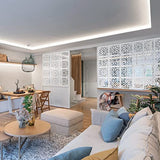 ANMINY 12 PCS Hanging Room Divider Decorative Thick Wall Screen Panels Floral Carving Pattern Hollow Out Design for Bedroom Living Dining Room Kitchen Office Restaurant Home Hotel Decor - White Flower ANMINY