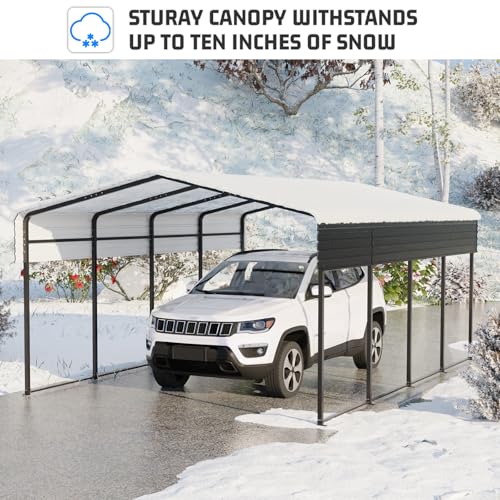 NUGRIART 12 x 20 FT Metal Carport with Heavy Duty Galvanized Steel Roof & Durable Frame, Metal Car Garage, Sturdy Canopy Shelter for Car, Truck, Pickup, SUV, Tractor, and Boat NUGRIART