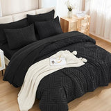 Andency Queen Comforter Set 7 Piece Black - Bed in a Bag Queen Boho Lightweight Fluffy Tufted Bedding Sets with Comforter, Sheets, Pillowcases & Shams Andency