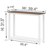 FOLUBAN Farmhouse Console Table for Entryway, Rustic Narrow Sofa Table for Living Room, Hallway, Entrance, 40 Inch, Vintage White & Walnut FOLUBAN