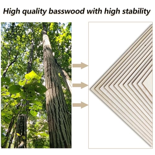 12 Pack Basswood Sheets 1/8 inch, 3mm Basswood for Laser Cutting, 12 x 12 inch Wood Slabs for Crafts, DIY Architectural Models Making, Wood Engraving, Staining Le Shang