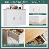 Shintenchi Modern Farmhouse Sideboard Buffet Cabinet with Storage with 3 Doors,42" Barn Doors Buffet Cabinet with Storage, Wood Coffee Bar Cabinet with Adjustable Shelf for Kitchen Living Room,White Shintenchi