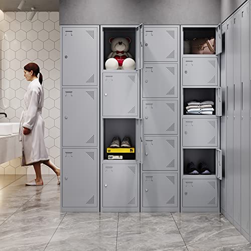 Letaya Metal Lockers for Employees,71" Steel Storage Cabinet with 6 Door Lockable for Office Staff,Home Sundries,Gym,School (Gray) Letaya