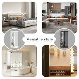 Wall Room Divider - Freestanding Wood Room Divider with Shelves, Wall Divider with Storage Cabinet, Easy Assembly Freestanding Decor for Bedroom, Office (Grey+Black, 31.5IN) Horseo