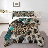 Leopard Print Kids Comforter Set King Size,Boys Girls Adults Bedroom Decor,Black White Cow Fur Texture Down Comforter,Abstract Animals Skin Bedding Set,Rustic Farmhouse Duvet Insert,2 Pillowcases Homewish