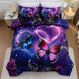 A Nice Night Galaxy 6pcs Bed in a Bag Purple and Blue Dreamy 3D Butterfly Printed, Butterflies Bedding Full Comforter Set, for Girls Kids Teens A Nice Night