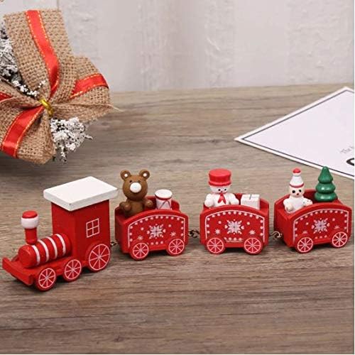 Happy Trees 3 Pcs Wooden Mini Train Decor Set for Christmas Party, Snowman Ornament Gift Home Decoration