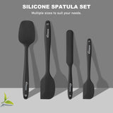 NileHome Silicone Spatula Set, Rubber Spatula High Heat-Resistant Premium BPA-Free One Piece Seamless Design Cooking Spatulas Utensils Set for Kitchen 4 pack (Black) NileHome