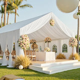 50ftx40ft White Ceiling Curtain for Wedding Parties – 10 Panels Wrinkle-Free 40 FT Long Tent Draping Curtains for Wedding, Birthday & Theme Parties, 40ft Height with Rod Pocket Party Village
