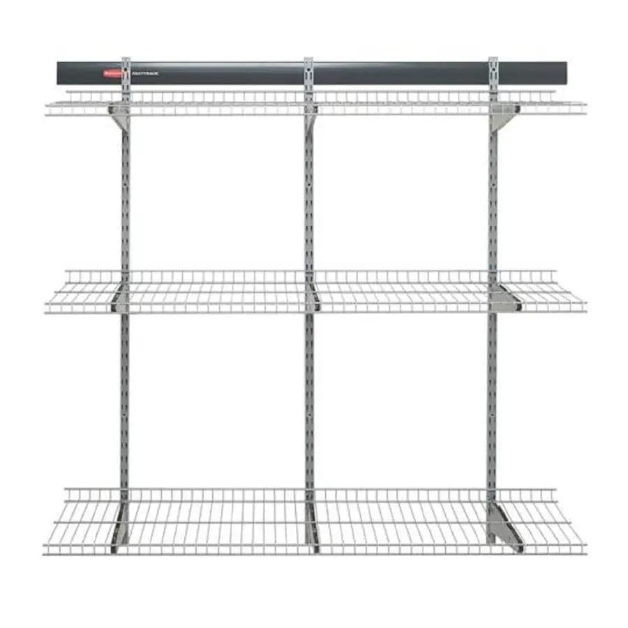 Rubbermaid Fasttrack Rail Storage 48"x16" 3-Shelf Kit, 350 lbs. Per Shelf, for Home/Garage/Shed/Workshop Organization