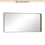 Keonjinn Black Metal Framed Bathroom Mirrors for Wall, 60” x 28” Large Rounded Rectangle Bathroom Vanity Mirror, Matte Black Modern Decorative Mirror, Anti-Rust, HD Tempered Glass(Horizontal/Vertical) Keonjinn