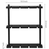 MyGift Wine Glass Rack - Wall-Mounted Black Wood Stemware, 12 Glassware Holder Rack, Wine Glasses Storage Hanger for Bar Kitchen MyGift