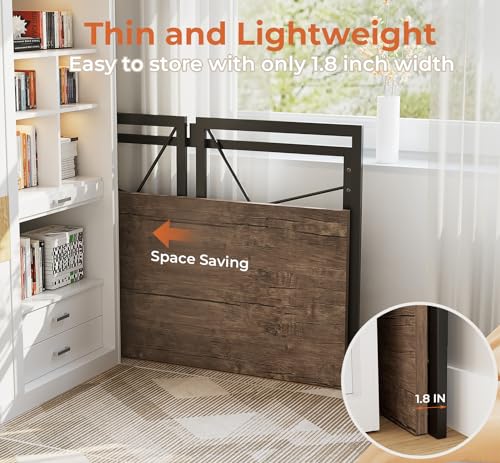 Coavas Folding Desk No Assembly Required, 39.4 inch Writing Computer Desk Space Saving Foldable Table Simple Home Office Desk,Brown Coavas