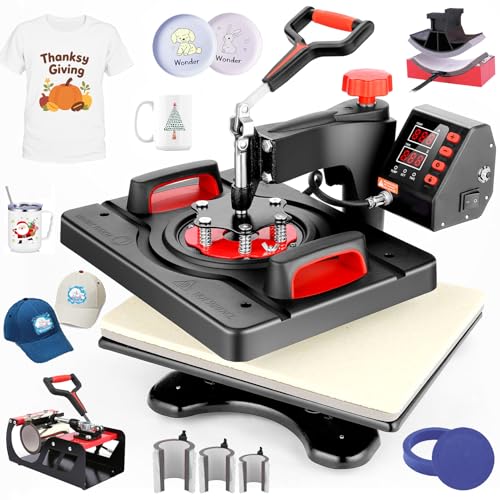 AKEYDIY 8 in 1 Heat Press Machine 12x15 Inch, 360° Swing Away Shirt Press Machine - Digital Heat Transfer Machine, Sublimation Heat Press for T Shirts Hat Cap Mug Plate (ProPress Elite 8 in 1) AKEYDIY