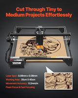 VEVOR 20W Output, Laser Engraving Cutter Machine, 13.7 x 15.7 in/35 x 40 cm Working Area, 10000 mm/min Movement Speed, Compressed Spot with Eye Protection, for Wood, Certain Metal, Black VEVOR