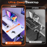 Huuger 55 x 28 Large Electric Standing Desk, Height Adjustable Copmuter Desk, 27.6" Deep Desktop, Stand up Gaming Office Table with 2 Hooks, 3 Preset Heights, for Home Office, White Huuger