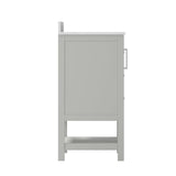 EMMA + OLIVER Vesta 42 Inch Bathroom Vanity, Single Sink Cabinet with 2 Soft Close Doors, Open Shelf and 3 Drawers, Carrara Marble Finish Countertop, Gray EMMA + OLIVER