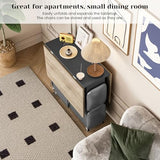 Lamerge Folding Dining Table Set for 4, Dinner Table with 4 Leather Chairs and Shelves, Space Saving Foldable Dining Table with 6 Wheels, Kitchen Table Set for Small Spaces (Grey) Lamerge