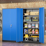 INTERGREAT Metal Storage Cabinets 72” Black Blue Garage Steel Storage Cabinet with Doors and Shelves, Steel File Cabinet for Home Office, Basement, Warehouse, Classroom（Anti Tipping） INTERGREAT