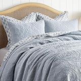 EVERGRACE 100% Cotton Paisley Quilt Set, King Size 3 Piece Set – Prewashed Lightweight Bedspread with 2 Shams, Soft & Breathable Matelasse Coverlet for All-Season Comfort, Pearl Blue EVERGRACEHOME