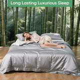 Luxury Organic Tencel & Viscose from Bamboo Cooling Sheet Set,Silky Soft Lyocell Sheets with Deep Pocket, Hypoallergenic & Breathable Bedding with Pillowcases (Gray, King) Pillcase