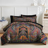 Nesker 5 Pcs Comforter Set Twin Size, Paisley Boho Plant Bedding Set for Kids and Adults, Bohemian Retro Floral Bed Sheet Sets with Fitted Sheet Pillowcases & Shams Nesker