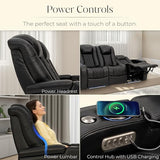 Seatcraft Virtuoso LT Home Theater Seating, Black Zero Gravity Italian Leather Power Recliner Sofa, Gaming and Home Office Chair with Powered Headrest & Lumbar, Heat & Massage, Single Recliner