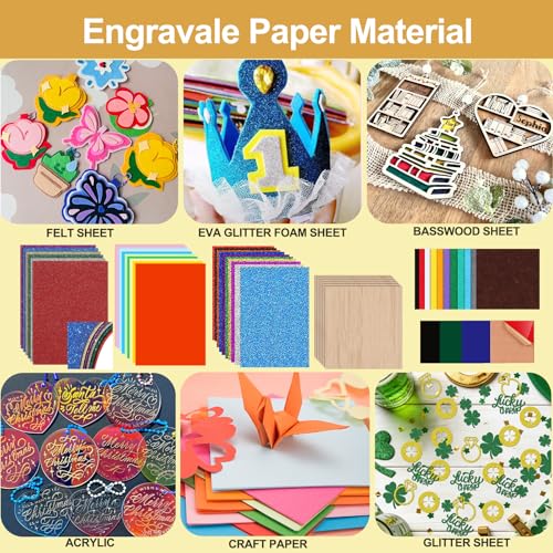 Vercleuim 134pcs Laser Engraving Blanks Kit, 28 Types Laser Engraving Supplies & Engraver Accessories with Basswood, PU Leather, Metal, Acrylic, Fabric for Laser Cutter Engraver vercleuim