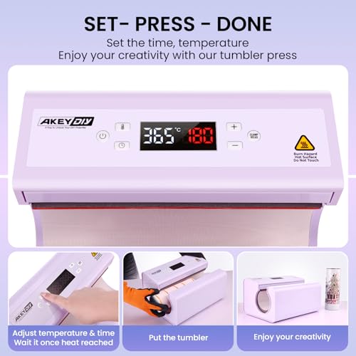 AKEYDIY Auto Tumbler Heat Press Press - Mug Heat Press Machine Heat Up Quick & Even for 20oz 30oz Sublimation Tumblers Cups Glasses and Mugs (Purple) AKEYDIY