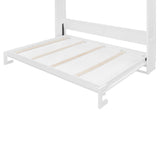 Merax Queen Size Murphy Bed with Ample Storage Shelves, Horizontal Murphy Wall Bed with Diamond Stripes, No Box Spring Needed, White Merax