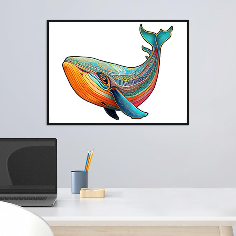 Wooden Puzzles for Adults, Whale Unique Shaped Wooden Jigsaw Puzzle, Ocean Animals Wood Cut Puzzles, Birthday Holiday, 170 Pieces, 10.23"x12.79" AIMPUZZLE