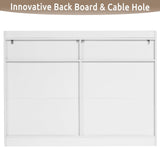 GOSROMS Dresser for Bedroom, White Bedroom Dresser with LED Lights, 6 Long Drawers Dresser, Tall Wide Chest of Drawers Storage Organizer for Bedroom, Living Room, Entryway GOSROMS