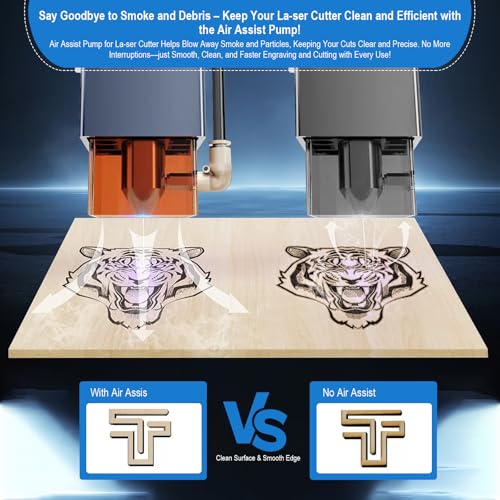 Air Assist for La-ser Cutter and Engraver, Air Assist Pump for La-ser Cutter, Stable 30L/min Airflow, for D1,D1 Pro La-ser Engraver and Other Cutter, Remove Smoke, Dust, Protect La-ser Lens. PYXGLAQ
