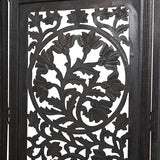 Deco 79 Wood Floral Handmade Partition Room Divider Screen Foldable Partition Carved 4 Panel Privacy Screen, Room Partition 80" x 1" x 72", Black Deco 79