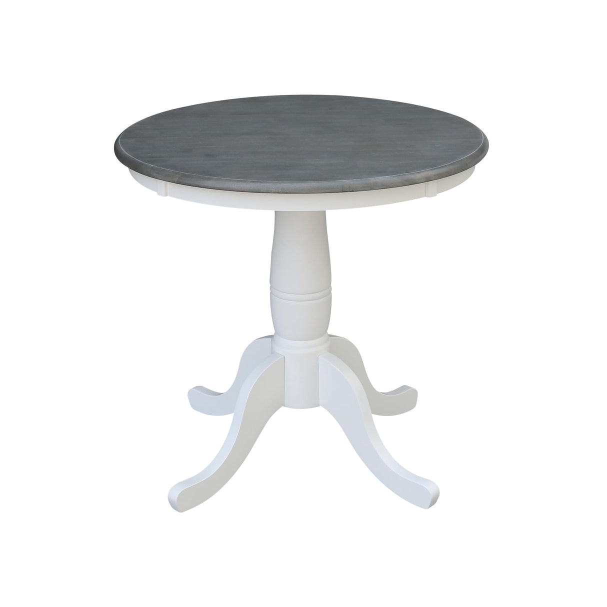IC International Concepts Round Top Pedestal Dining Table, 30", White/Heather Gray IC International Concepts
