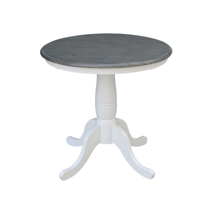 IC International Concepts Round Top Pedestal Dining Table, 30", White/Heather Gray - WoodArtSupply