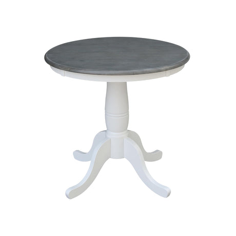 IC International Concepts Round Top Pedestal Dining Table, 30", White/Heather Gray IC International Concepts