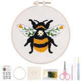 Nuberlic Punch Needle Kit for Beginners Cute Bee Pattern DIY Hoop Embroidery Punch Needle Starter Craft Set with Pre-Printed Fabric, Yarn, Frame & Tools Step-by-Step Introduction