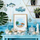 ElasignShopo Ocean Embroidery Kit for Beginners Adults, Easy Cross Stitch Kit Spring Summer Beach Ocean Pattern Embroidery Starter Kits with Wooden Hoop Needles Threads Display Stand and Instruction