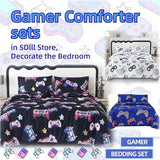 SDIII 4PCS Black and White Gamer Bedding Sheet Sets for Boys Girls Teens and Kids, Bed in a Bag Sheet Set Queen Size, Video Game Bed Sheet Set on Amazon, Queen SDIII