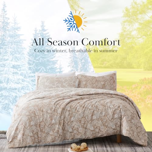 Southshore Fine Living, Inc. Oversized Comforter King Size Bed Set, Down Alternative Paisley Bedspread, Reversible Bedding Sets, California/King Sized Comforter & Matching Shams, Taupe/White Southshore Fine Living, Inc.