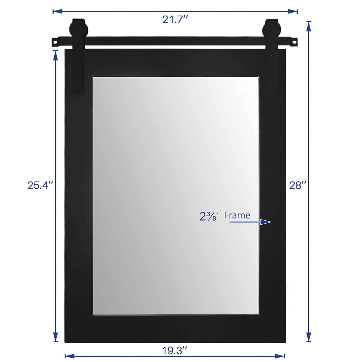 Toppay Farmhouse Wood Framed Wall Mirror Barn Door Rustic Mirrors for Wall (Black, 22 inches x28 inches ) Toppay