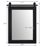 Toppay Farmhouse Wood Framed Wall Mirror Barn Door Rustic Mirrors for Wall (Black, 22 inches x28 inches ) Toppay