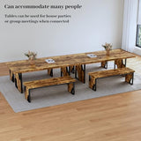 HIPIHOM 70.8" Wooden Dining Table with 2 Benches, Modern Kitchen Table and Chairs Set for 4-6 Person, Thickened MDF Wooden Table with Dining Bench for Living Dining Room, Kitchen, Office HIPIHOM