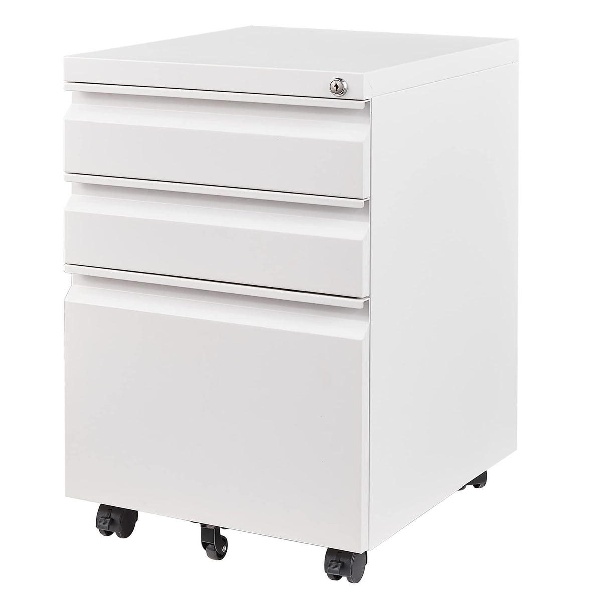 AFAIF 3 Drawer Mobile File Cabinet with Lock, Rolling File Cabinet for Home Office, Under Desk Small File Cabinet, Metal Vertical White Filing Cabinet for Legal/Letter/A4 File, Not Assembled AFAIF