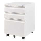 AFAIF 3 Drawer Mobile File Cabinet with Lock, Rolling File Cabinet for Home Office, Under Desk Small File Cabinet, Metal Vertical White Filing Cabinet for Legal/Letter/A4 File, Not Assembled AFAIF