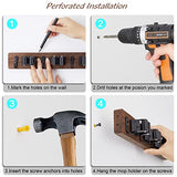 OUTNILI Mop Broom Holder Wall Mount Wood Broom Mop Hanger - Wall Mounted Garden Tool Rack Organizer for Closet Garage Laundry Room Kitchen Decor With 4 Slots & 4 Hooks OUTNILI